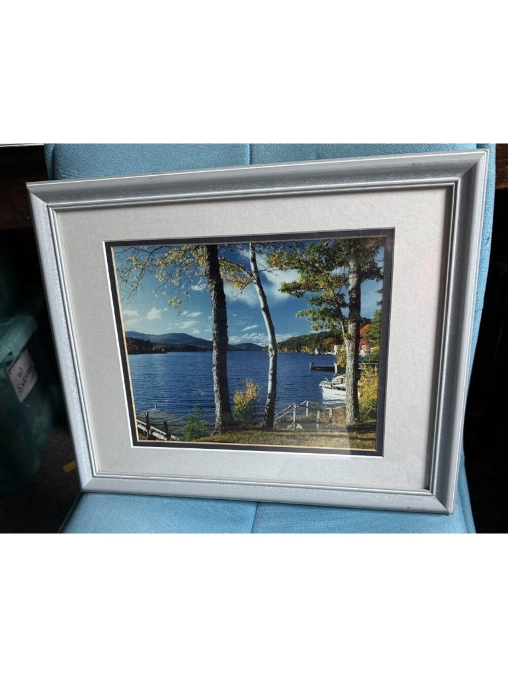 Lake Winnipesaukee Framed Photo Matted Framed Fall Foliage Blue Lake New England